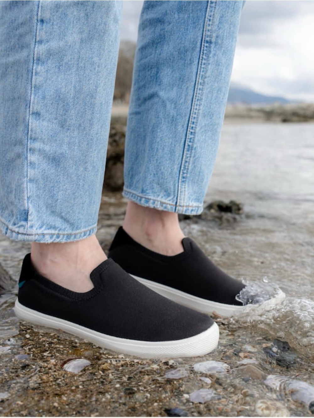 NEW IN BOX- Vessi Black Slip-On Waterproof Sneakers